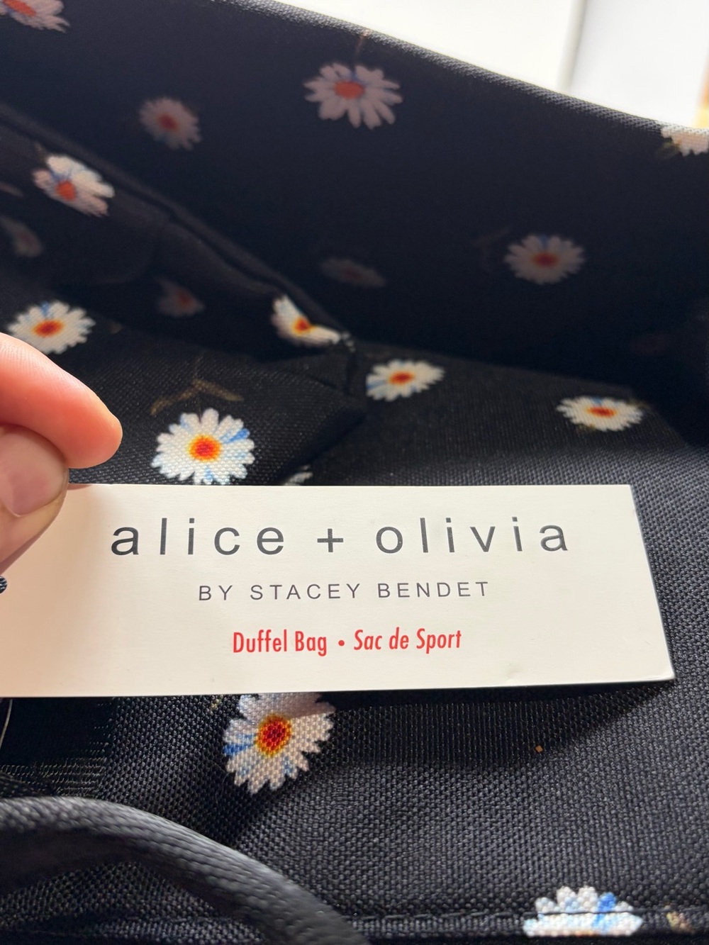 NWT Alice + Olivia Canvas Black Floral Daisy Weekender Duffel Bag - Picture 5 of 7